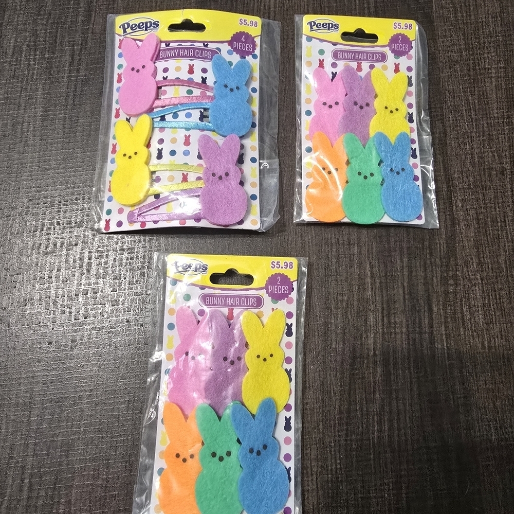 New Peeps Bunny Hair Clips - Multicolor Set